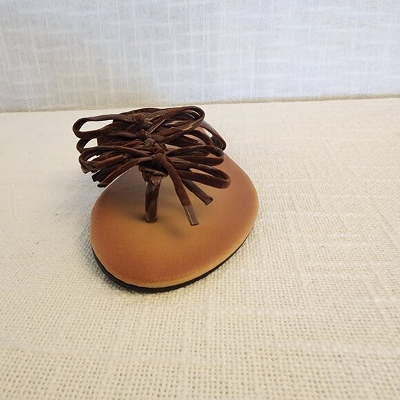 NWOT M Style Slip On Sandals Flat Heel Brown Faux Leather and Suede W - 7  A244 - Picture 8 of 12